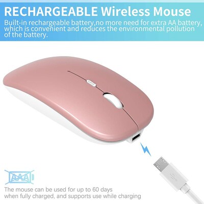 Noiseless Mouse with USB Receiver,Slim Dual Mode(Bluetooth+U