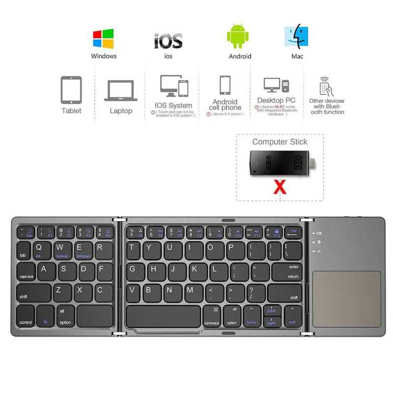 B033 Mini folding keyboard Bluetooth Foldable Wireless Keypa