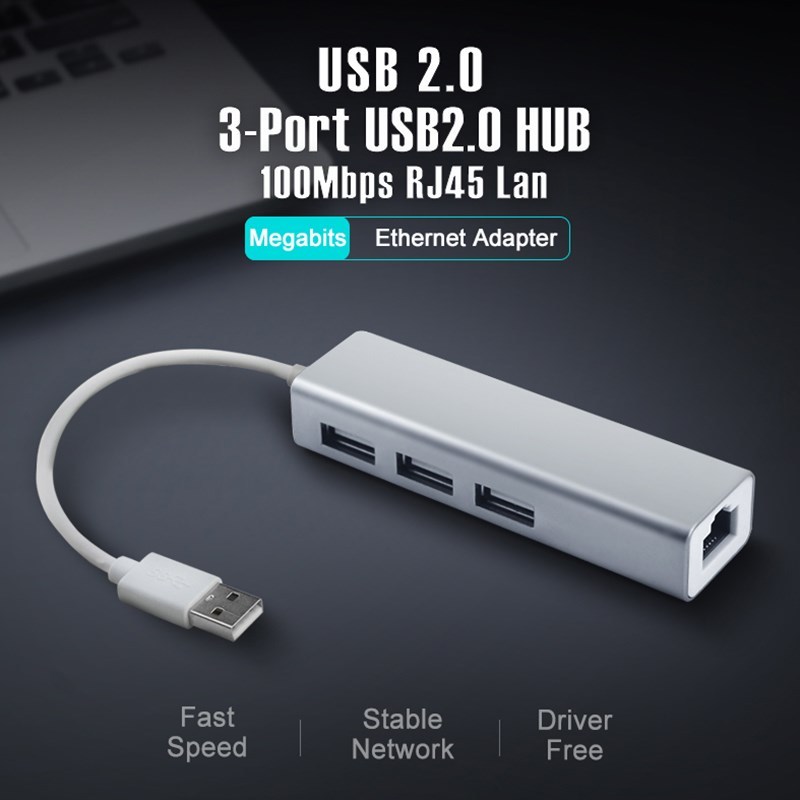 OFCCOM USB hub 2.0 3 ports to RJ45 10/100Mbps Lan Network U