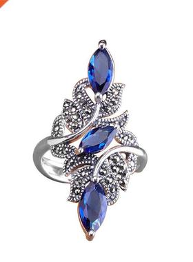 Classic Fashion Wedding Ring Exquisite Blue Zircon Female Ri