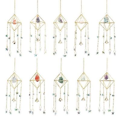 Crystal Windchime Raw Stone Wind Chime Elegant Artwork Raw