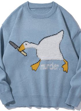 LACIBLE Streetwear Spring Autumn Sweater Men Women Goose Pat