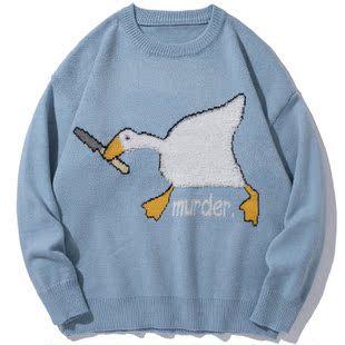 LACIBLE Streetwear Spring Autumn Sweater Men Women Goose Pat