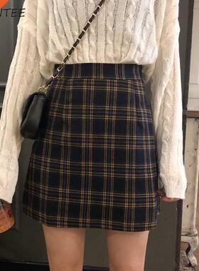 Skirts Women Retro Plaid Summer Mini Skirt A-line Ulzzang Hi