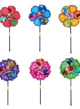 3D Kupu-kupu Bunga Kincir Angin Warna-warni Spinner Taman