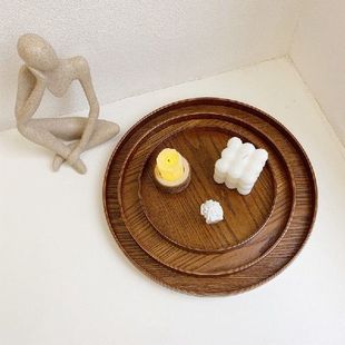 Round Wooden tray Kitchen Storage Trays Desktop Storage