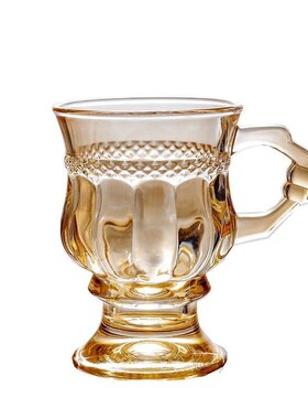 Ins Retro Relief Glass High Value Water Cup High Foot Latte