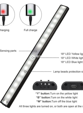 Motion Sensor Closet Night Lights 18 LEDS 7 Modes U