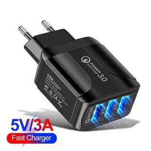 EU/US/UK Plug 3USB Fast Charging Mobile Phone Charger Quick