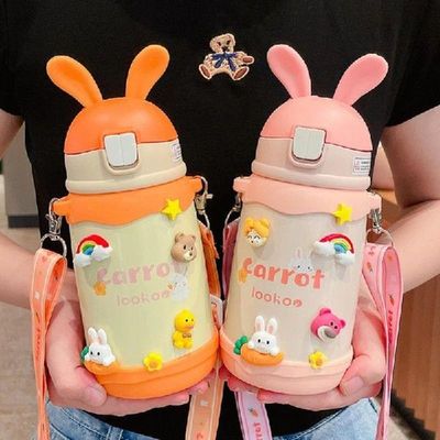 Cute Rabbit Ear Vacuum Flask Bouncing Lid Vacuum Cup Stainle