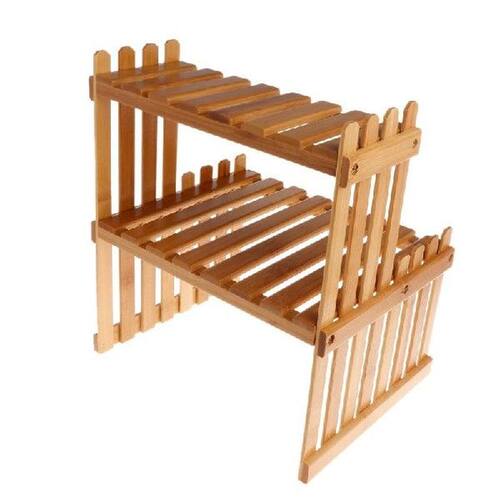 Plant Shelf Flower Display Stand Bamboo Wood Storage Rack