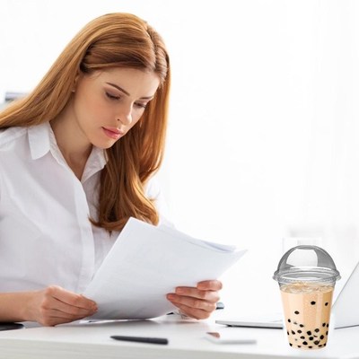 100pcs 450ml Disposable Milkshake Smoothie Cups Plastic Dess