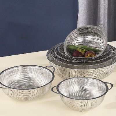 Stainless Steel Dense Hole Colander Fruit Basket Kitchen