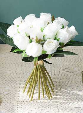18pcs/lot Rose Artificial Flowers Wedding Bouquet Silk Rose