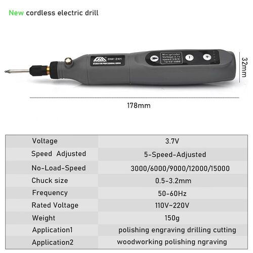 Mini Electric Grinder Set Cordless Drill Rotary Tool Wood Ca