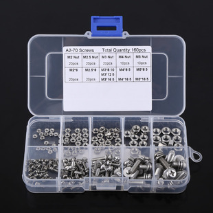 Stainless Screw 160Pcs Pan M2.5 SS304 Steel Set