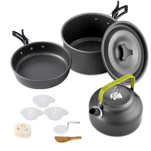 Camping Cookware Set Aluminum Nonstick Portable Outdoor Tabl