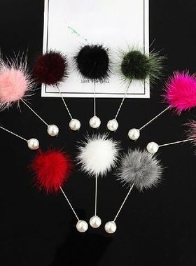 Cute Charm Simulated Pearl Brooch Pins For Women Korean Fur