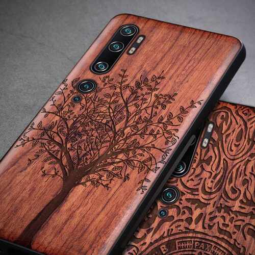 Xiaomi mi note 10 pro Case Boogic Original Wood funda mi not