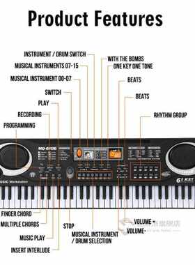 61 Key Music Electronic Keyboard Digital Piano Organ with Mi