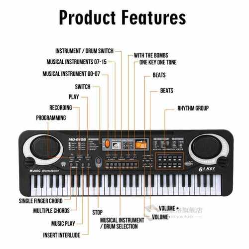 61 Key Music Electronic Keyboard Digital Piano Organ with Mi