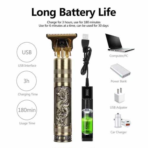 TBald Head Hair Clipper Trimmer For Men USB Rechargeable Mow