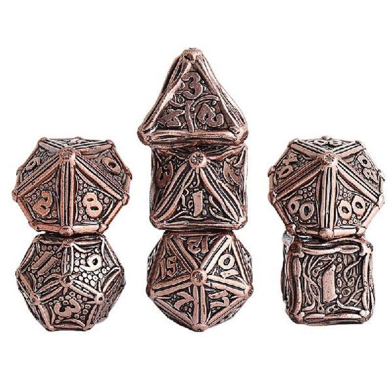 7pcs mini heavy duty metal dice set solid polyhedral rpg