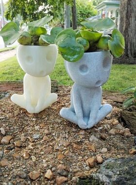 Flower Pot Character Human Face Vase Resin Succulent Plant