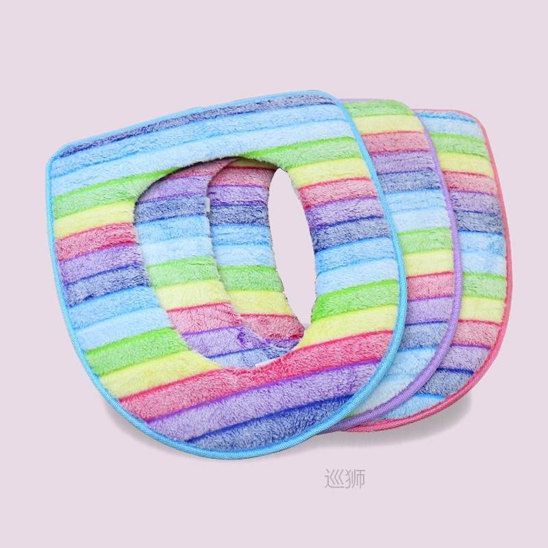 Rainbow Coral Velvet Warm and Comfortable Toilet Seat Cover