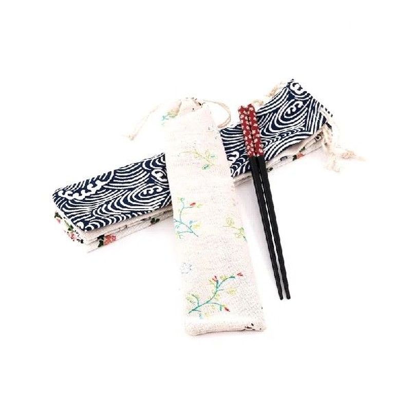 10 PCS Japanese Style Chopsticks Spoon Storage Bag Travel