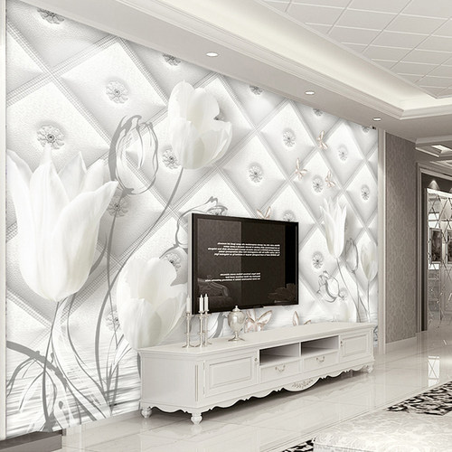 Custom 3D Photo Wallpaper Modern European Style White Calla