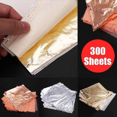 300 Sheets Gold+Silver+Copper Foil Leaf Gilding Art Craft
