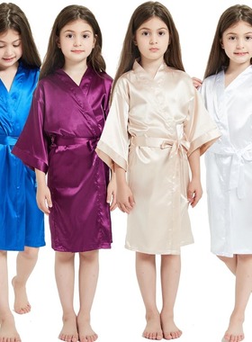 3-13 Years Satin Silk Children's Bathrobe Girl Kimon