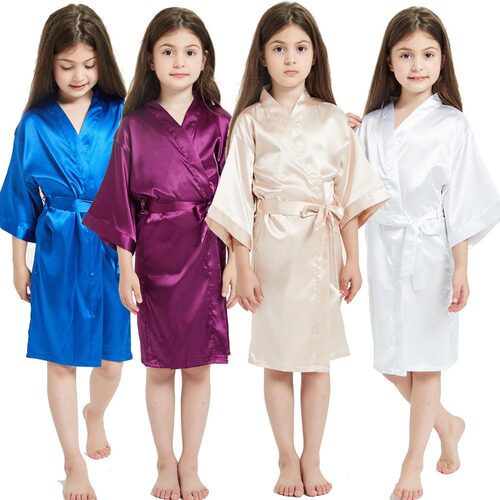 3-13 Years Satin Silk Children's Bathrobe Girl Kimon