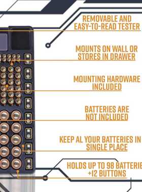 HFES Battery Storage Organizer Holder w/Tester Battery Caddy