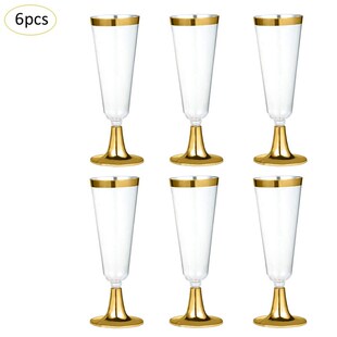 6pcs/Set Disposable Plastic Red Wine Glass Champagne Flute C