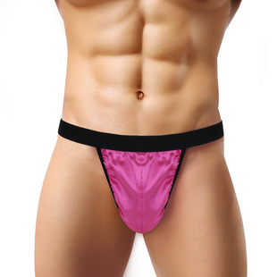 Hot Sale Mens Underwear Shiny Satin Fabric Bulge Pouch Low R