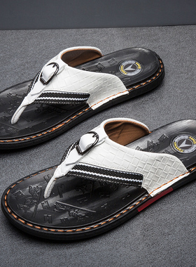 WEH top shoe brands Men's Flip Flops Genuine Leather