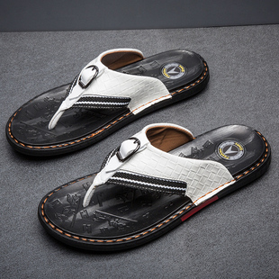 Leather Flip top shoe brands WEH Flops Men Genuine