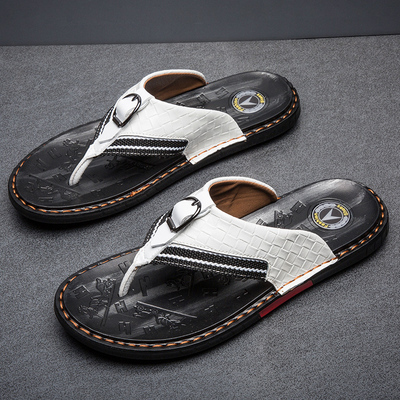 WEH top shoe brands Men's Flip Flops Genuine Leather