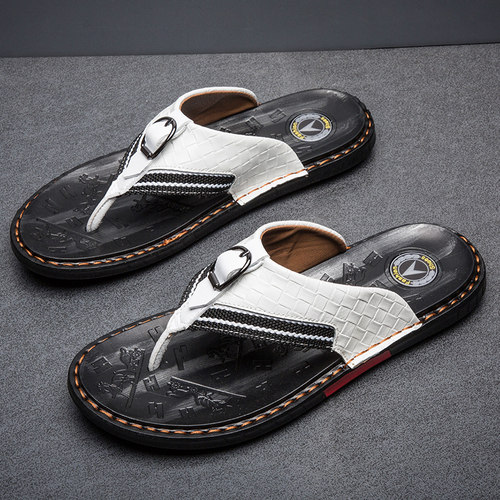 WEH top shoe brands Men's Flip Flops Genuine Leather