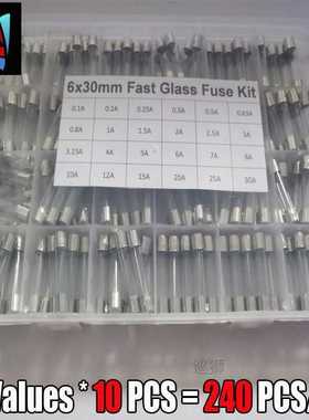 240Pcs/Box 24Values 6x30mm Fast Glass Fuse Kit In Package 0