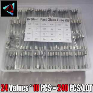 240Pcs/Box 24Values 6x30mm Fast Glass Fuse Kit In Package 0