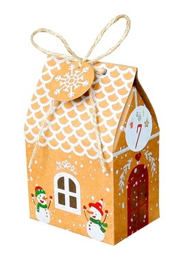 24 Sets Christmas House Gift Box Kraft Paper Cookies Candy B