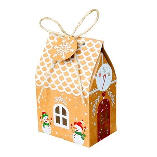 24 Sets Christmas House Gift Box Kraft Paper Cookies Candy B
