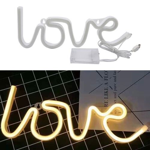 LED Neon Lights Love Shape Night Light Sign Lamp Battery USB