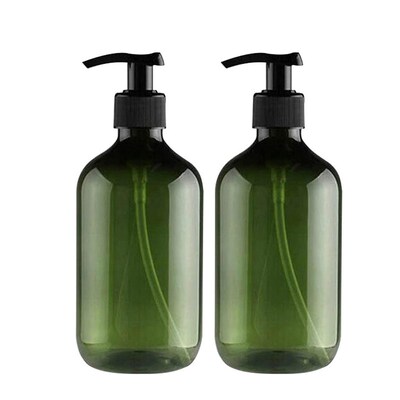 2PCS Transparent PET Plastic Bottles With Black Screw Caps,