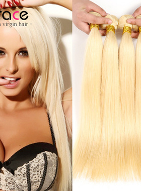 Straight Light Blond 613 Brazilian Human Hair Weaves真人发帘