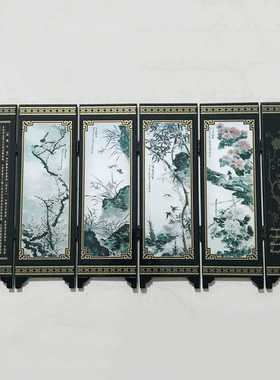 6-Panel Flower Bamboo Screen Room Divider Wood Folding Parti