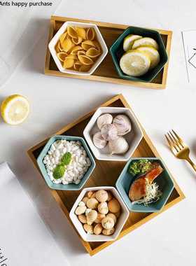 Nordic Creative hexagon ceramics Plate Wooden pallets fruit